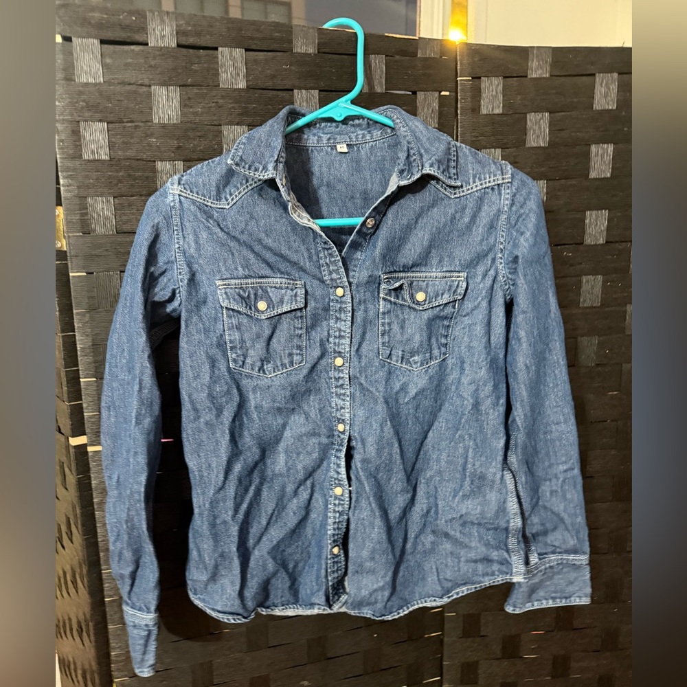 Jean Button Down Shirt With Snaps